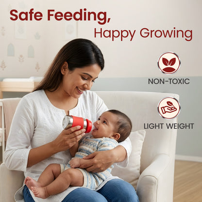 LuvLap Baby Steel Feeding Bottle 140ml Red