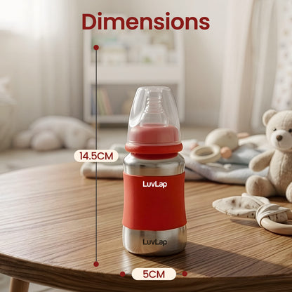 LuvLap Baby Steel Feeding Bottle 140ml Red