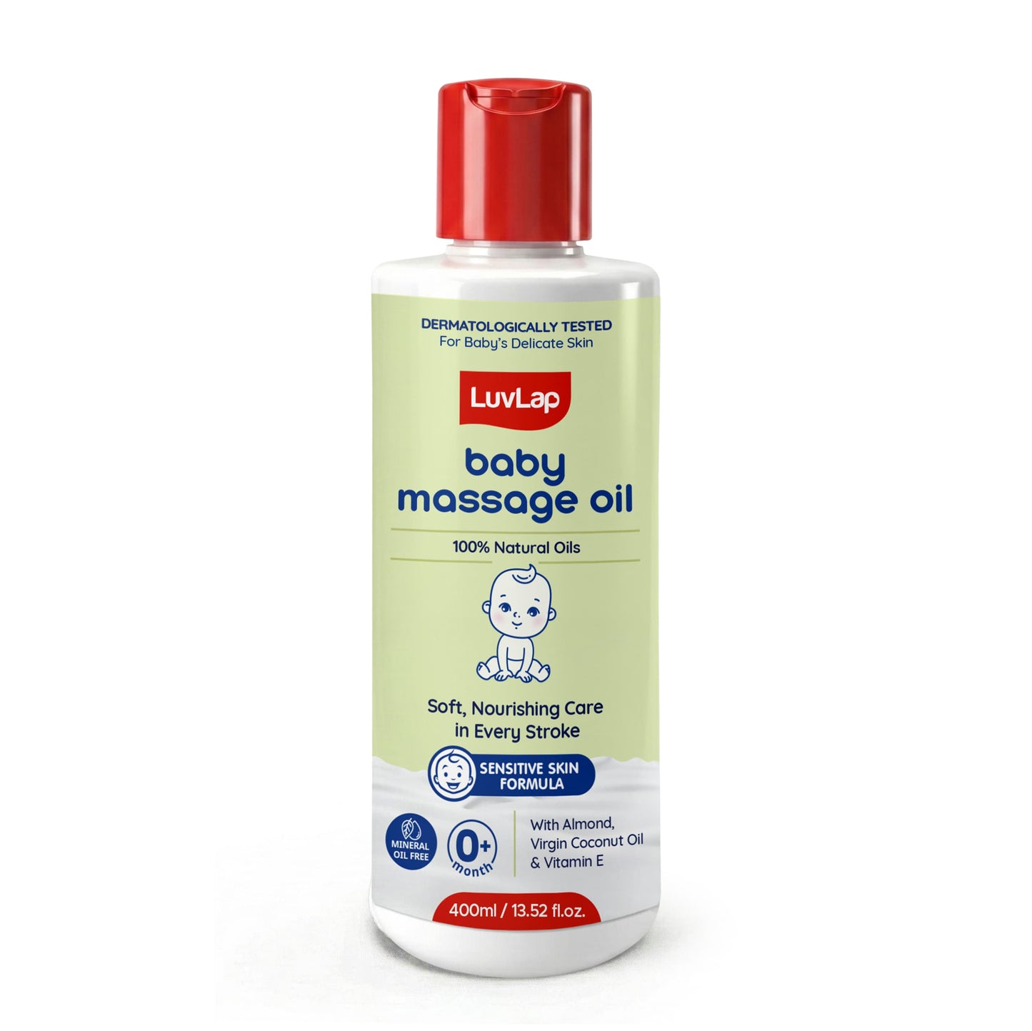 LuvLap Baby Massage Oil with Almond, Virgin Coconut Oil & Vitamin E, Deep Nourishing, Skin Repair & Relaxation, Ayurvedic Non-Sticky Oil for Soft New Born Skin, 100% Natural, Derma Safe