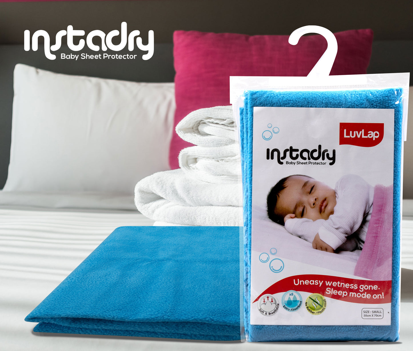 Instadry Baby Bed Protector, Blue Large