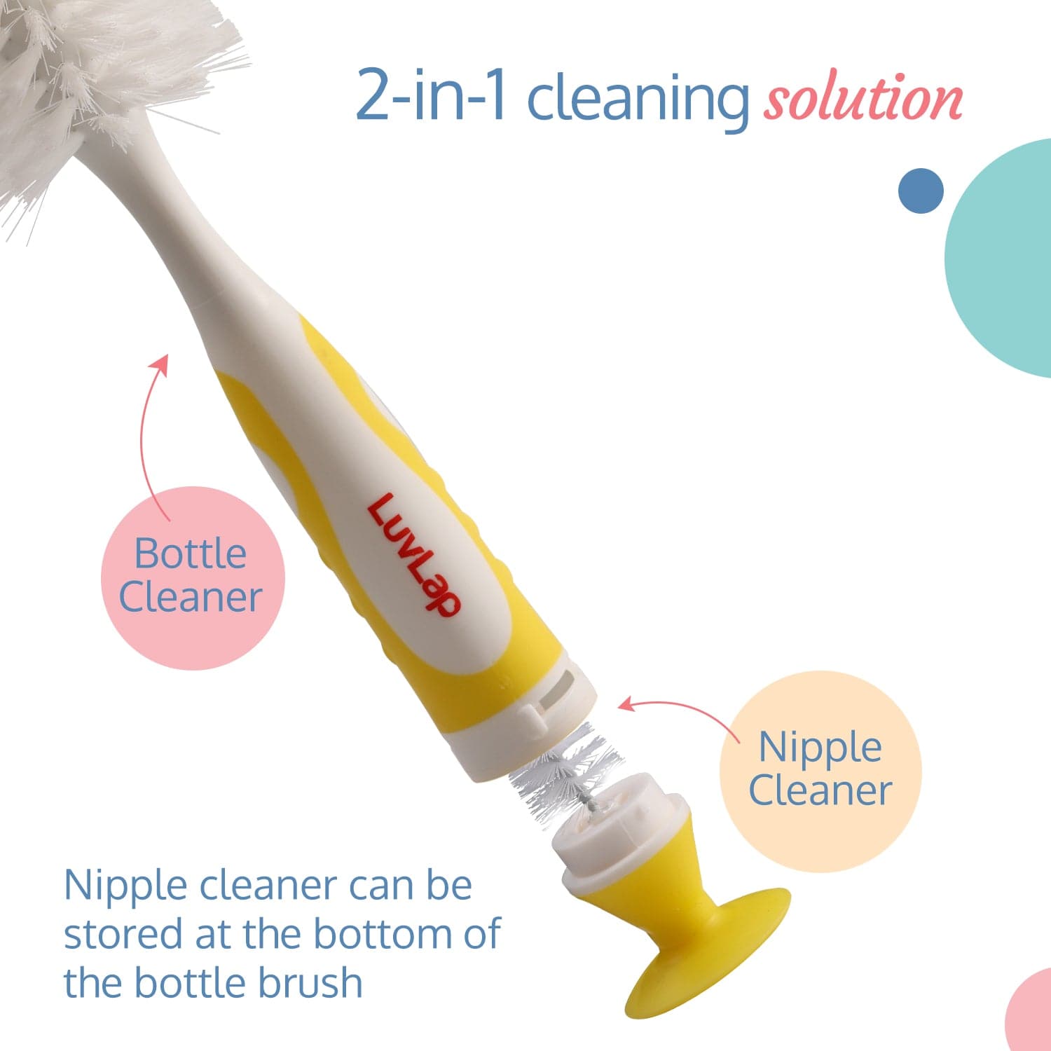 LuvLap in -1 Bristle baby feeding bottle cleaning brush