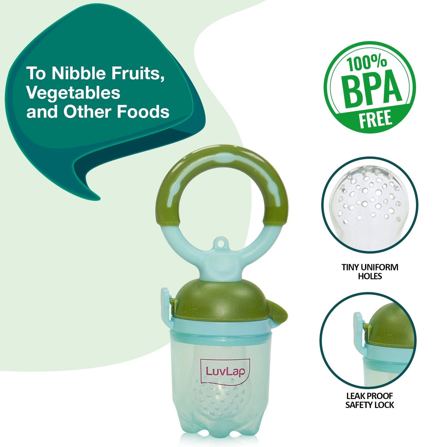 Baby Food and Fruit Feeder Twin Pack, BPA Free, Green & Pink