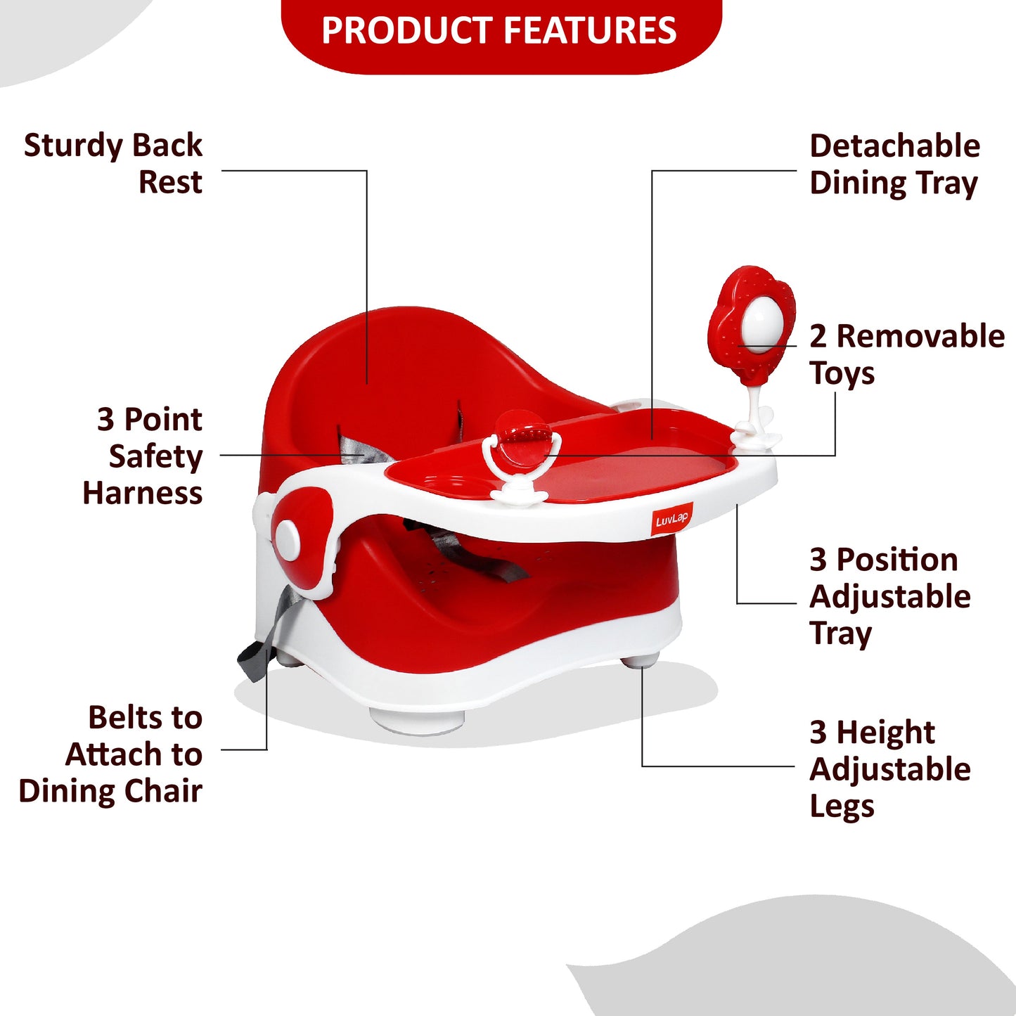 Springdale Baby Booster Seat, Red
