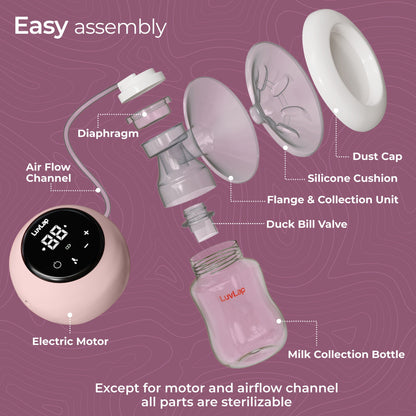 Adore Electric Breast Pump with 2 Phase Pumping, Rechargeable Battery, Digital Touch Screen, Smart Memory, Dual Power Mode, 2pcs Breast pads free, Soft & Gentle, BPA Free