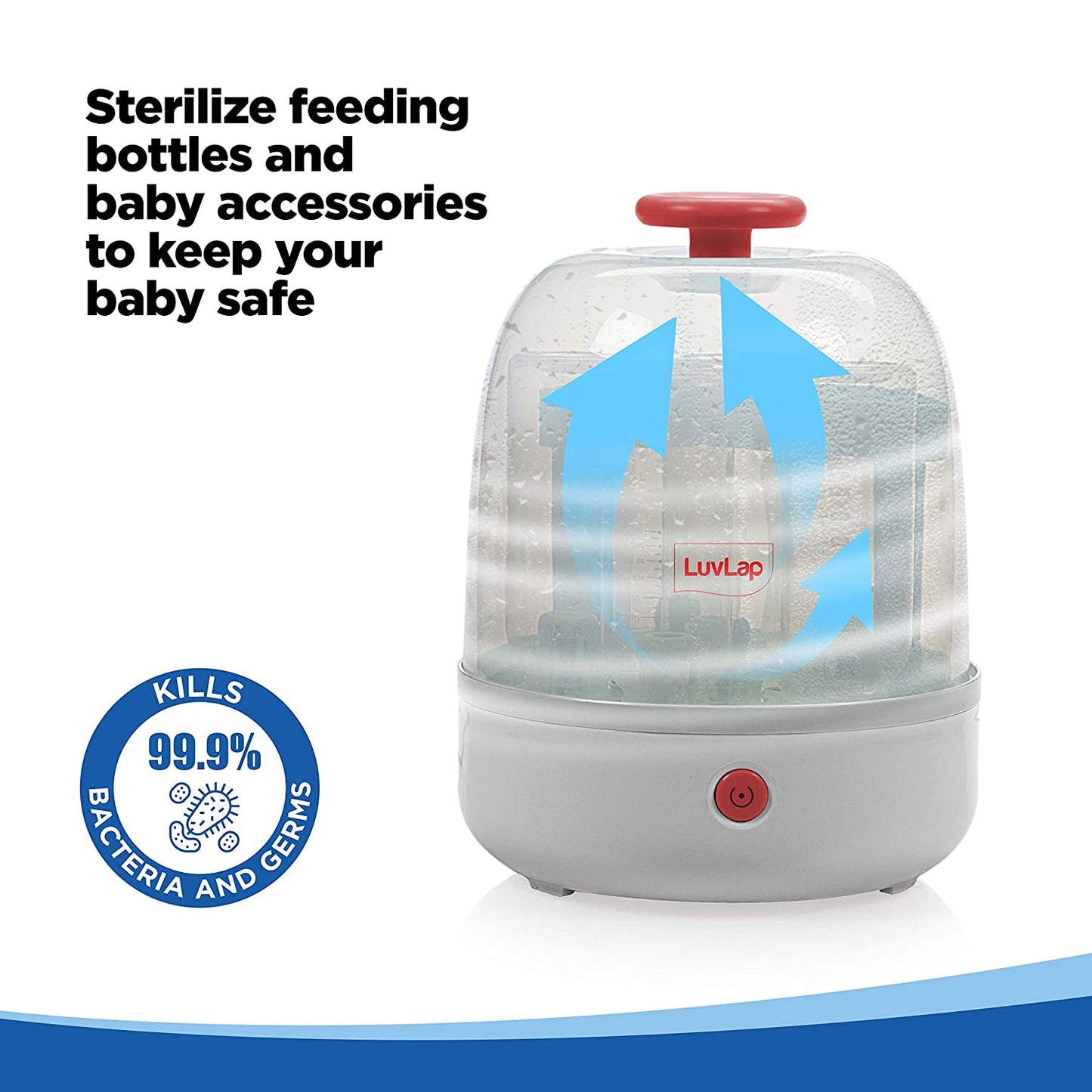 Joy Electric Steam Sterilizer for 6 feeding bottles, BPA Free, Medium, White