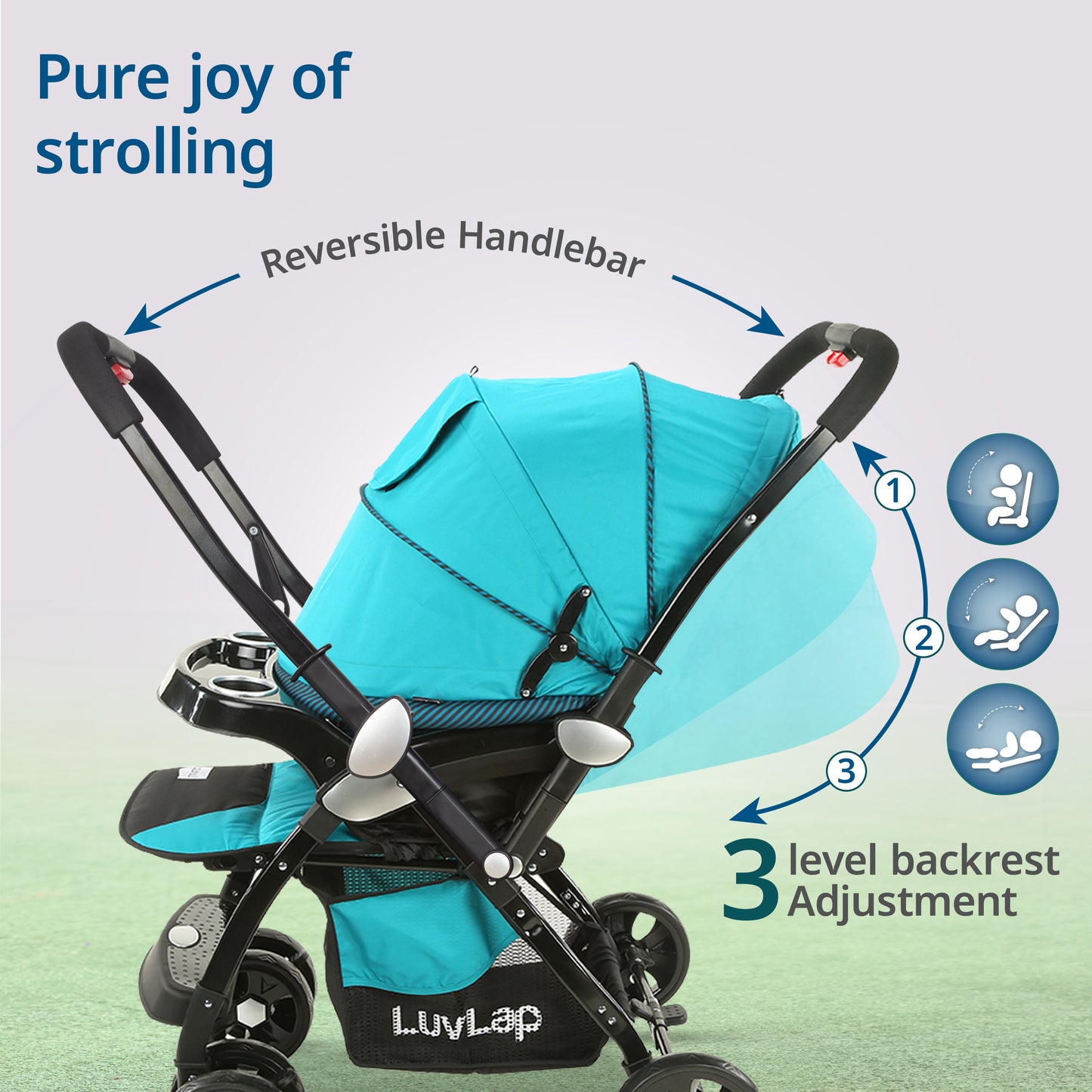 Galaxy Baby Stroller, Pram for Baby with 5 Point Safety Harness, Spacious Cushioned seat with Multi Level seat Recline, Easy Fold, Lightweight Stroller for 0 to 3 Years (Green & Black)