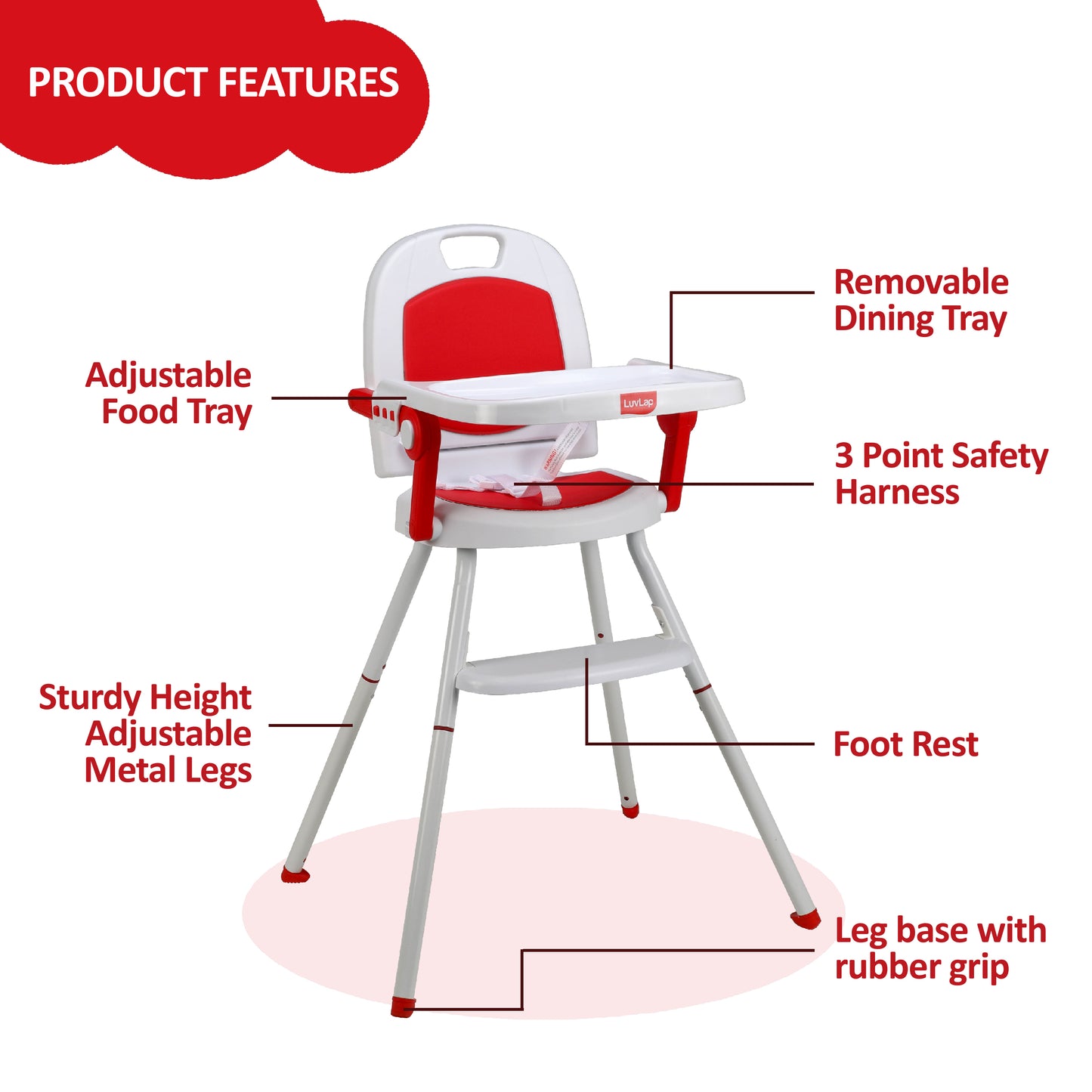 Cosmos 3-In-1 Baby High Chair, Red