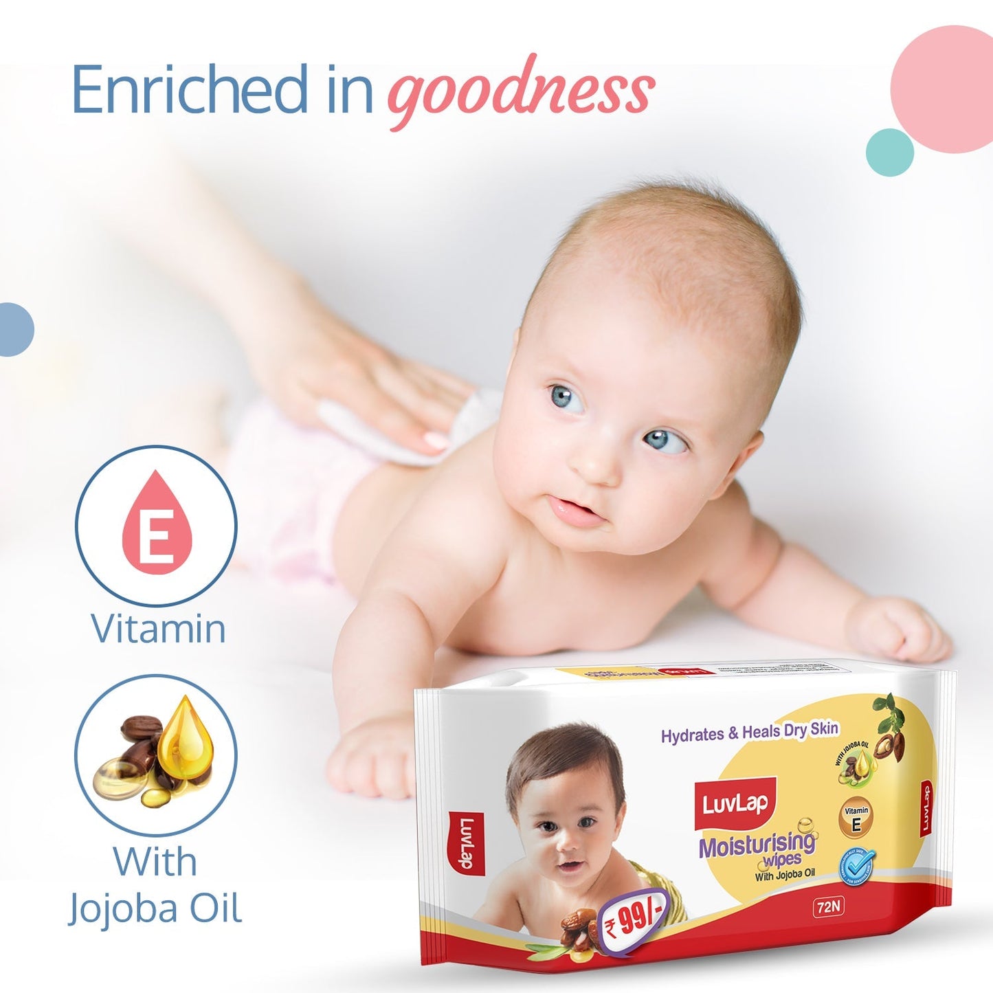 Baby Wipes With Jojoba Oil - Pack Of 6