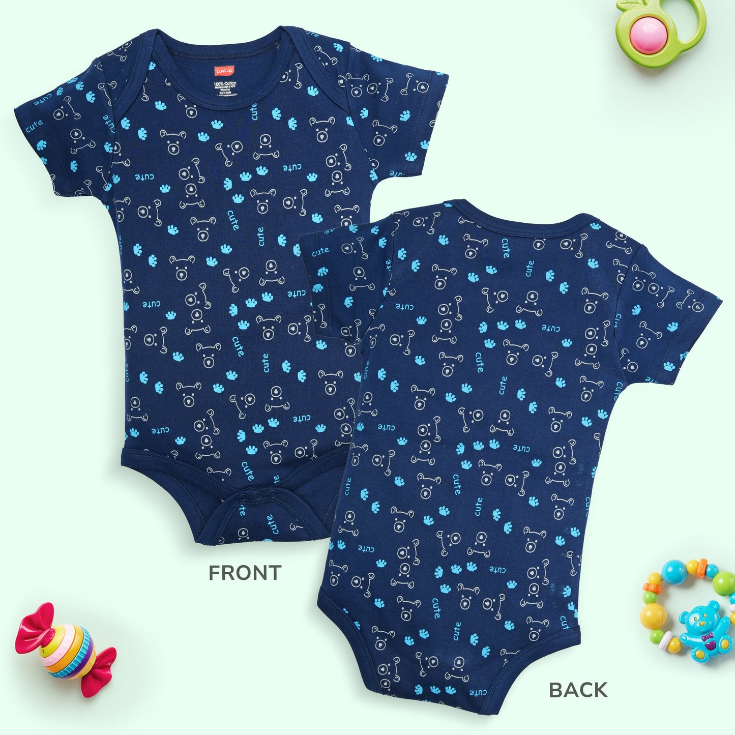 Baby Boys & Baby Girls  Pack Of 3 Half Sleeve Romper/Bodysuit 100% Cotton