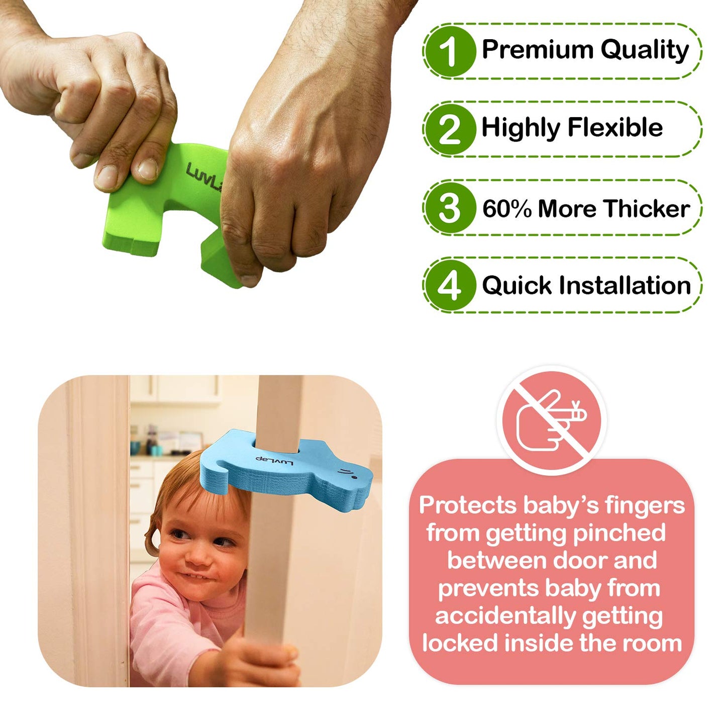 Baby Safety Lock & Door Stopper Combo Pack,7Pcs (6 pcs Safety Lock, One Pc Door Stopper)