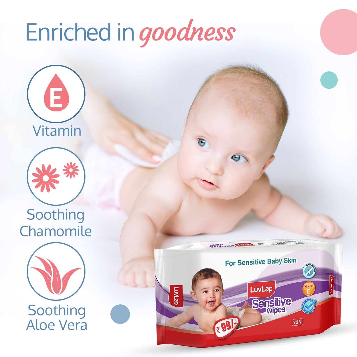 Paraben Free Baby Wipes for Sensitive Skin, Pack of 6