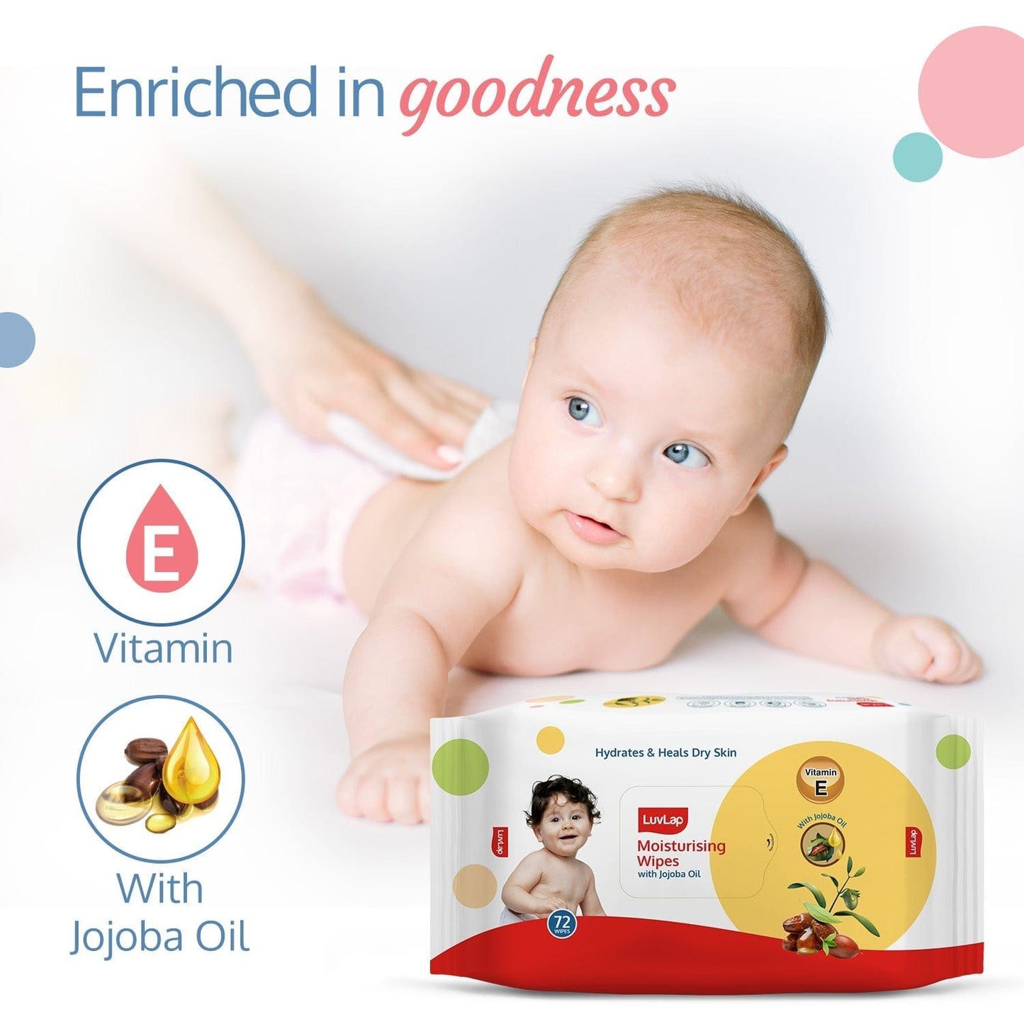 Jojoba Oil Baby Wipes, 72 Pcs