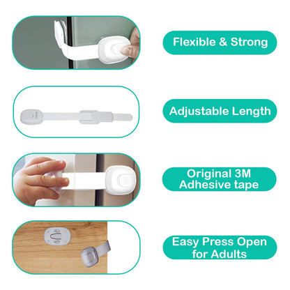 Baby Safety Lock & Door Stopper Combo Pack,7Pcs (6 pcs Safety Lock, One Pc Door Stopper)