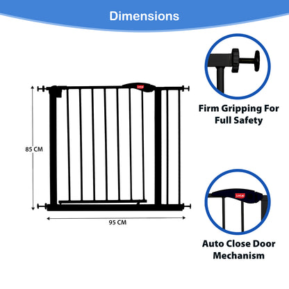 Indoor Baby Safety Gate Size 86 to 95 cm Wide, Black