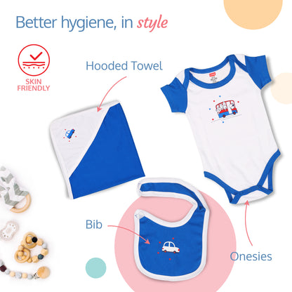 Newborn Baby Garment Gift Set, Pack Of 8, White & Blue