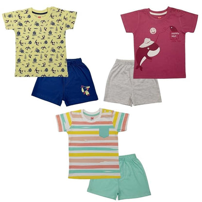 Half Sleeve Boys T-Shirt & Shorts Sets Pack Of 3, M Size