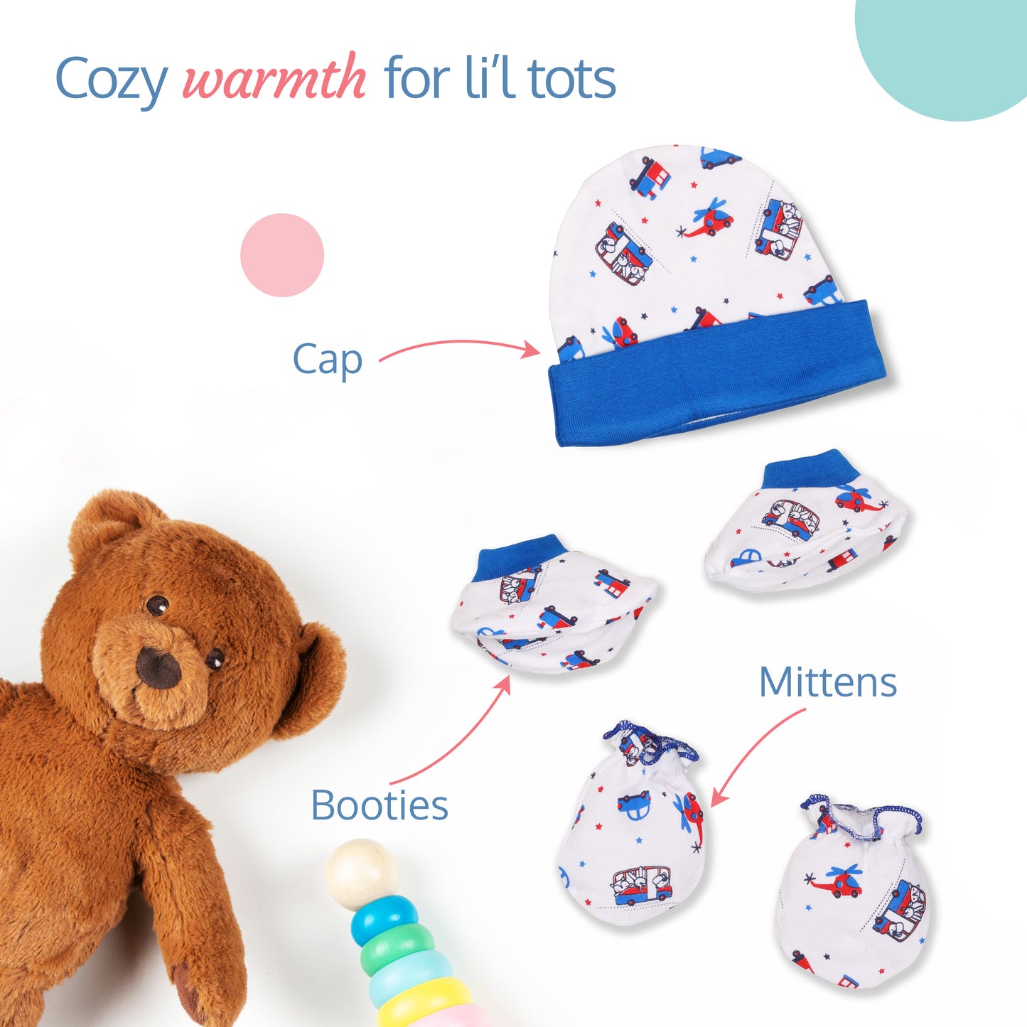 Newborn Baby Garment Gift Set, Pack Of 8, White & Blue