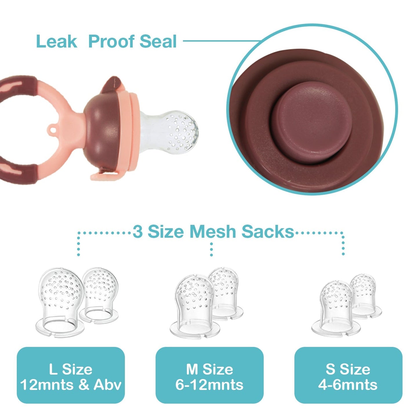 Baby Food and Fruit Feeder Twin Pack, BPA Free, Green & Pink