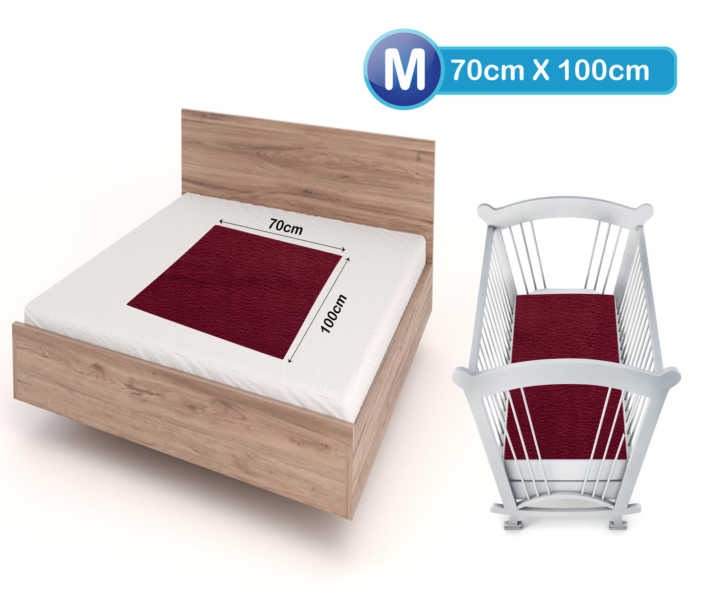 Instadry Baby Bed Protector, Maroon, Medium