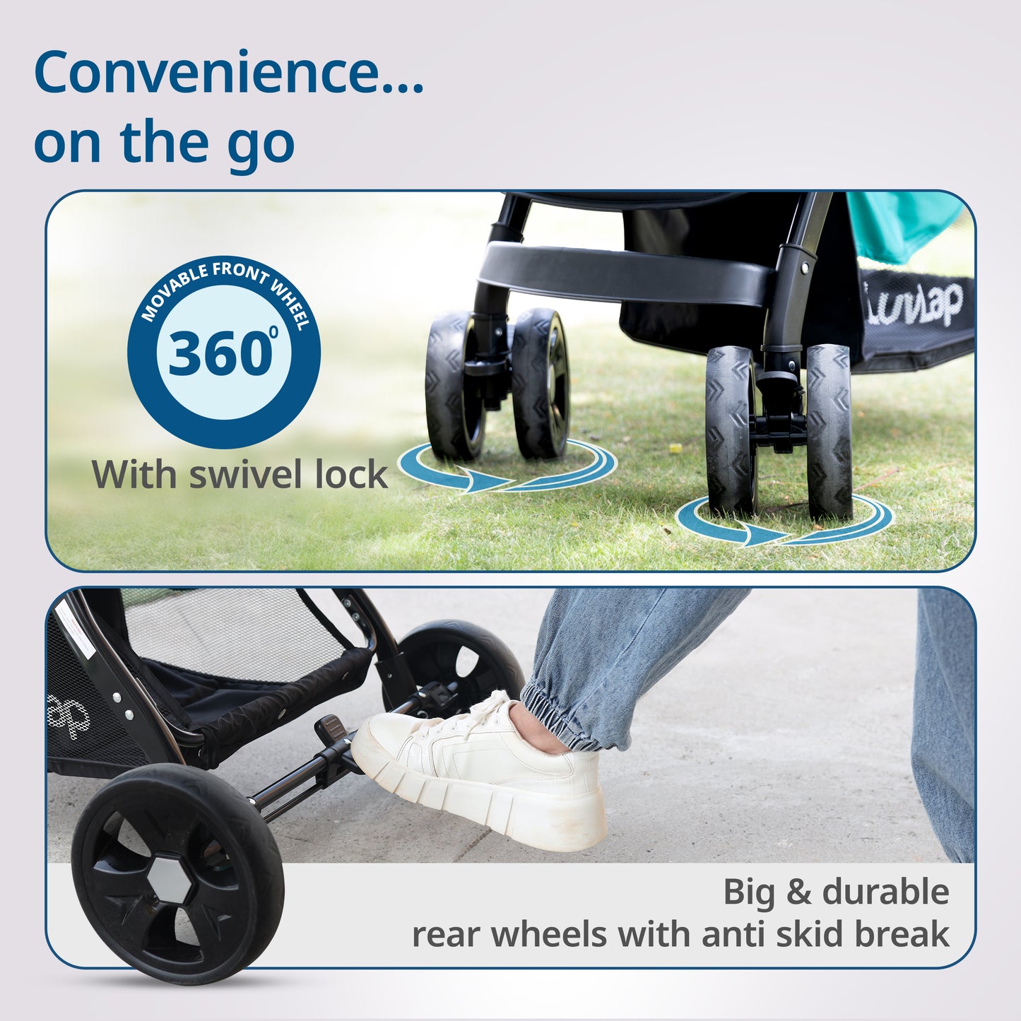 Galaxy Baby Stroller, Pram for Baby with 5 Point Safety Harness, Spacious Cushioned seat with Multi Level seat Recline, Easy Fold, Lightweight Stroller for 0 to 3 Years (Green & Black)