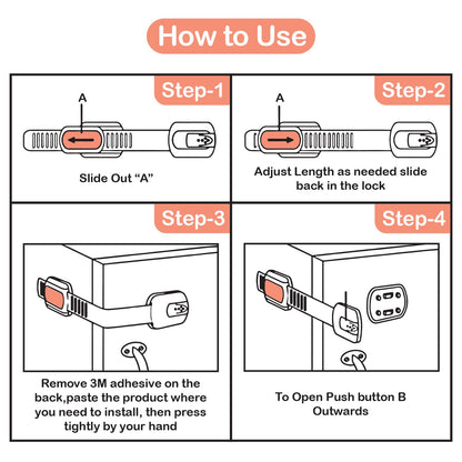 Baby Safety Lock & Door Stopper Combo Pack,7Pcs (6 pcs Safety Lock, One Pc Door Stopper)