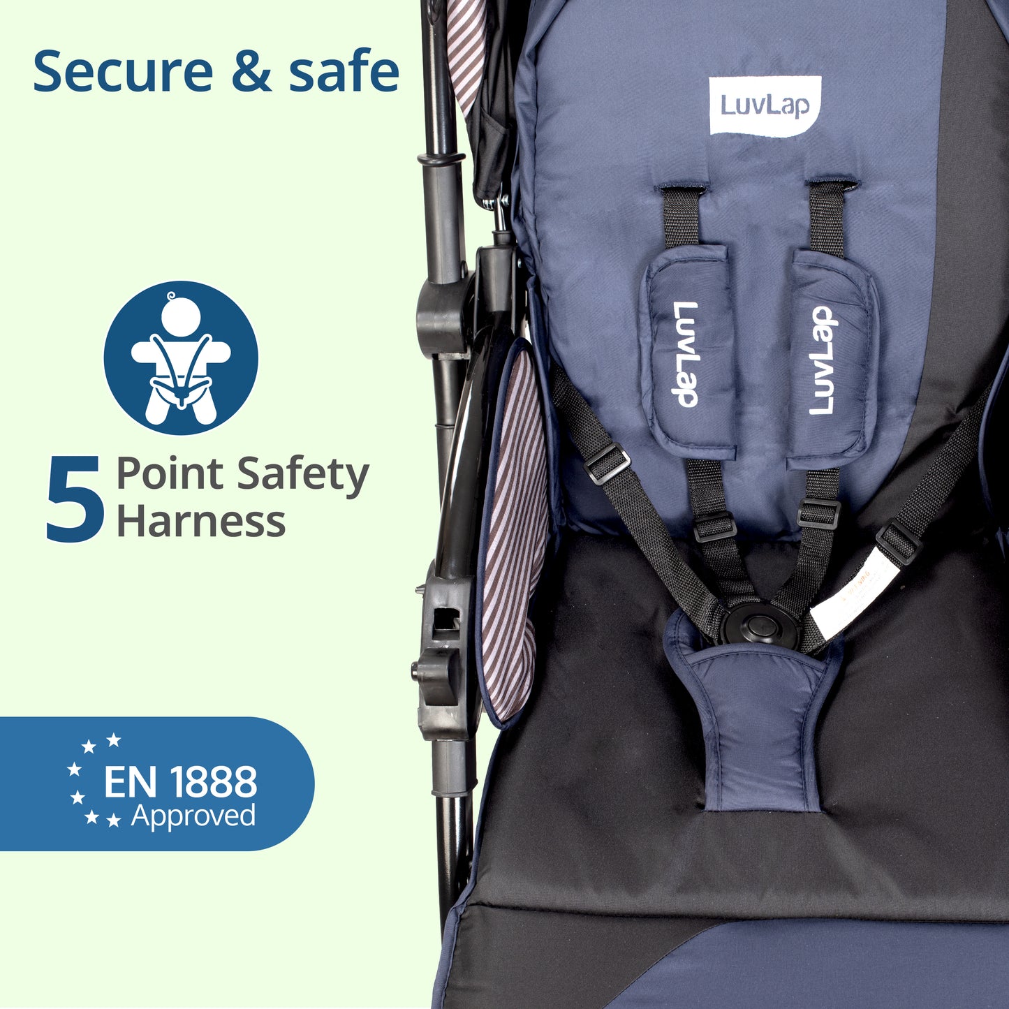 Galaxy Baby Stroller, Pram for Baby with 5 Point Safety Harness, Spacious Cushioned seat with Multi Level seat Recline, Easy Fold, Lightweight Stroller for 0 to 3 Years (Black)