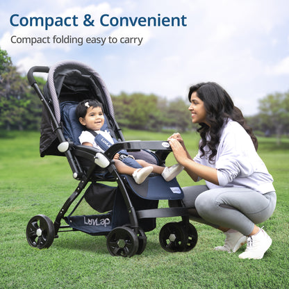 Galaxy Baby Stroller, Pram for Baby with 5 Point Safety Harness, Spacious Cushioned seat with Multi Level seat Recline, Easy Fold, Lightweight Stroller for 0 to 3 Years (Black)
