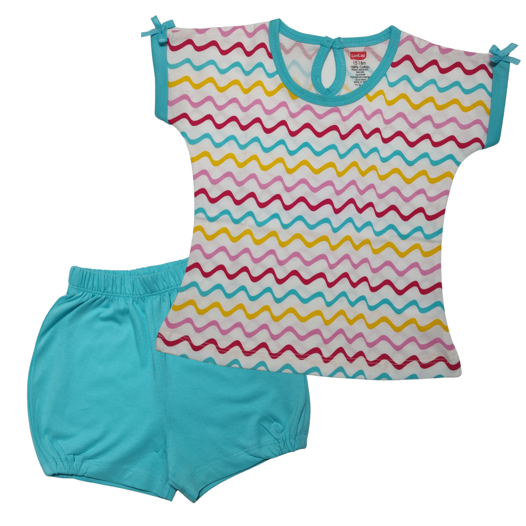 Half Sleeve Girls Top & Shorts Sets Pack Of 3, M Size