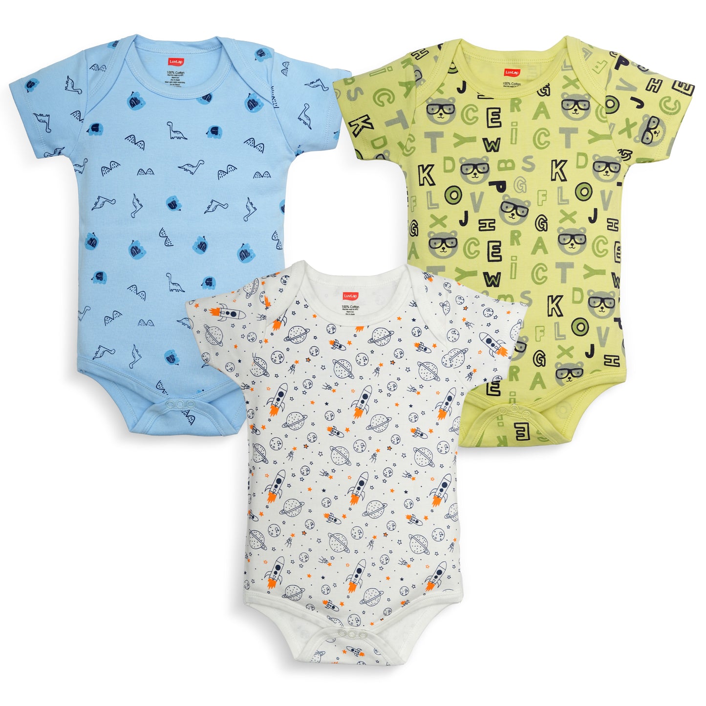 Baby Boys & Baby Girls  Pack Of 3 Half Sleeve Romper/Bodysuit 100% Cotton