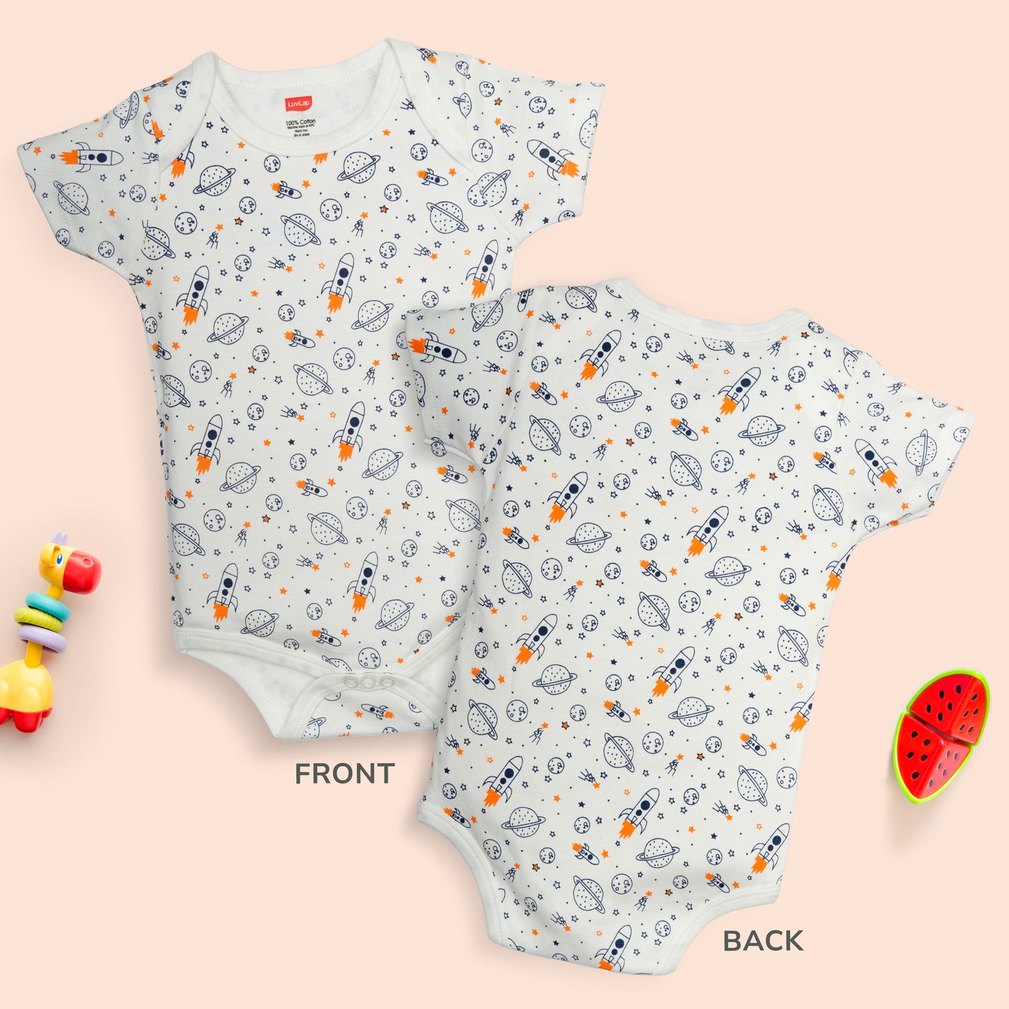Baby Boys & Baby Girls  Pack Of 3 Half Sleeve Romper/Bodysuit 100% Cotton
