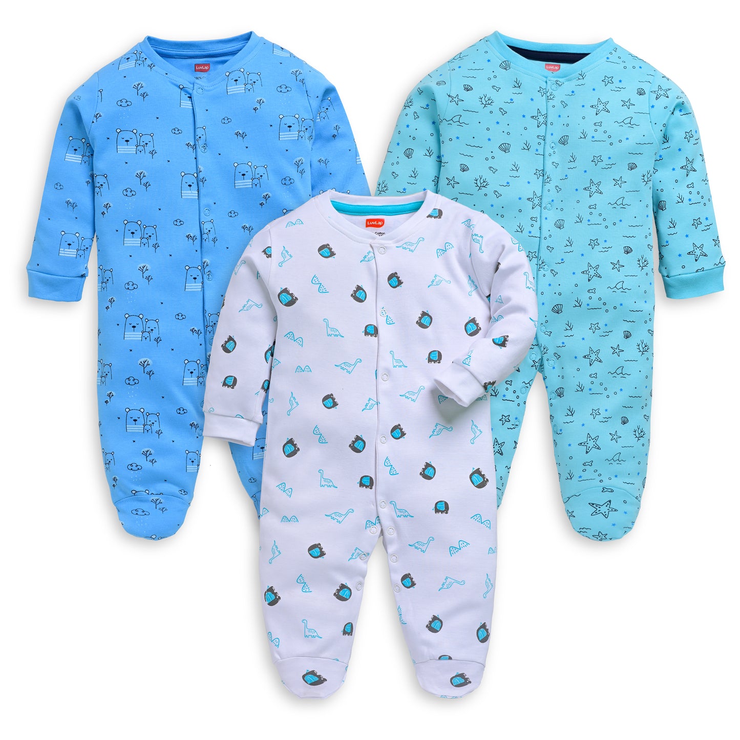 Baby Boys & Baby Girls  Pack Of 3 Full Sleeve Romper/Bodysuit 100% Cotton