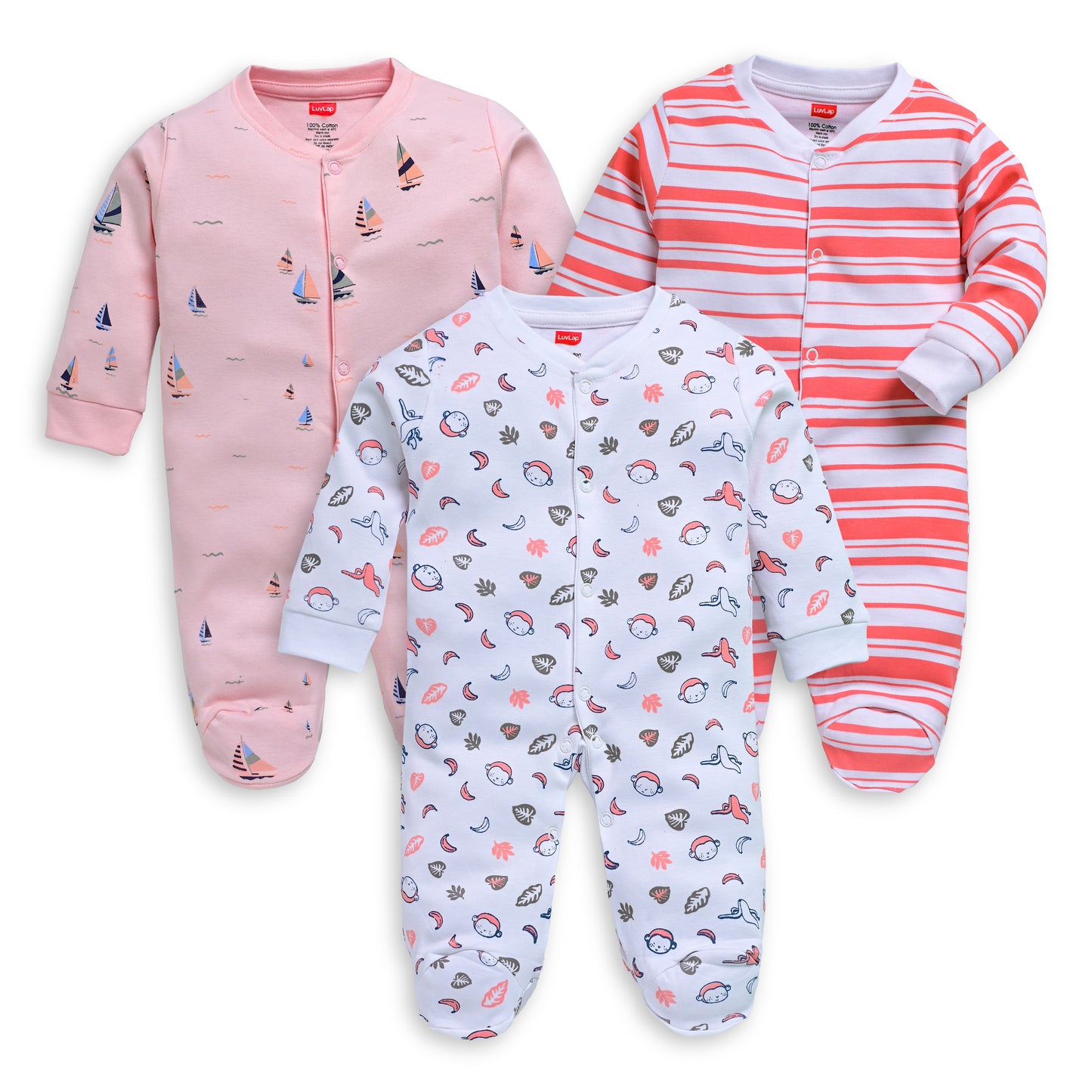 Baby Boys & Baby Girls  Pack Of 3 Full Sleeve Romper/Bodysuit 100% Cotton