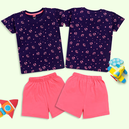 Baby Boys Pack Of 3 Half Sleeve T-Shirt & Shorts Set 100% Cotton