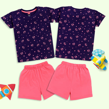 Baby Boys Pack Of 3 Half Sleeve T-Shirt & Shorts Set 100% Cotton