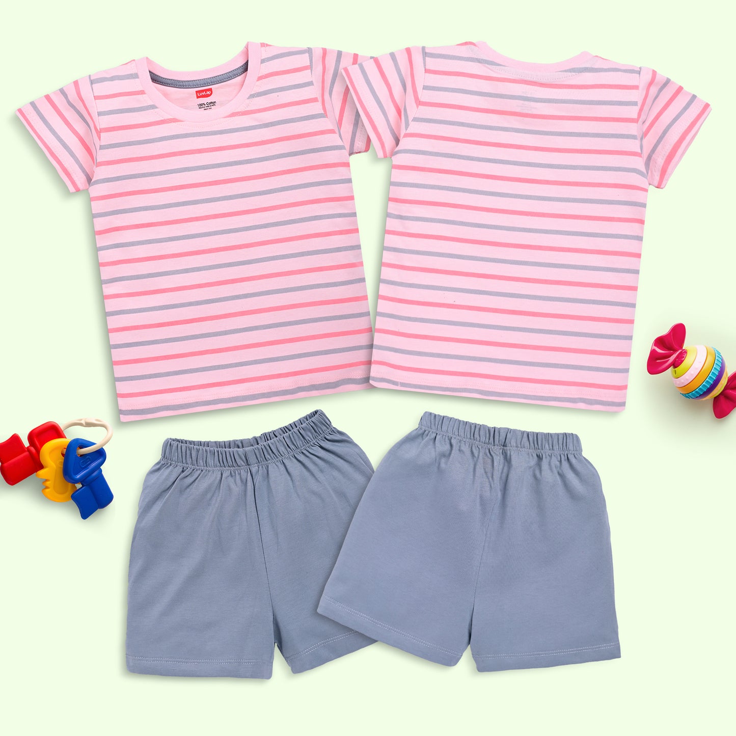 Baby Boys Pack Of 3 Half Sleeve T-Shirt & Shorts Set 100% Cotton