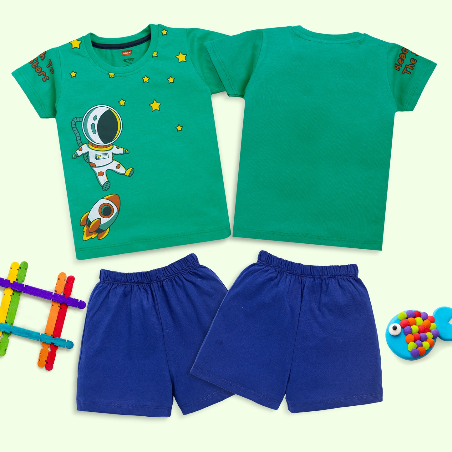 Baby Boys Pack Of 3 Half Sleeve T-Shirt & Shorts Set 100% Cotton