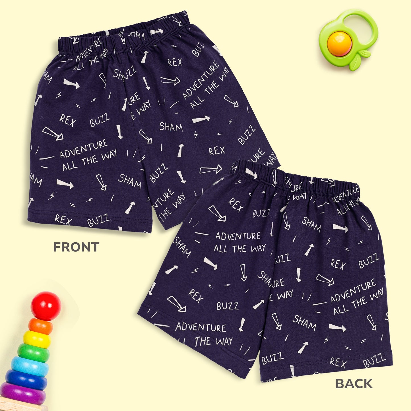 Baby Boys & Baby Girls Pack Of 5 Regular Shorts 100% Cotton