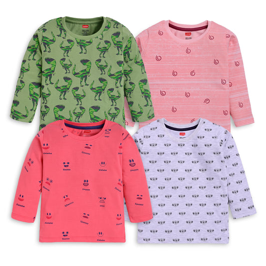 Baby Boys Pack Of 4 Full Sleeve T-Shirt 100% Cotton