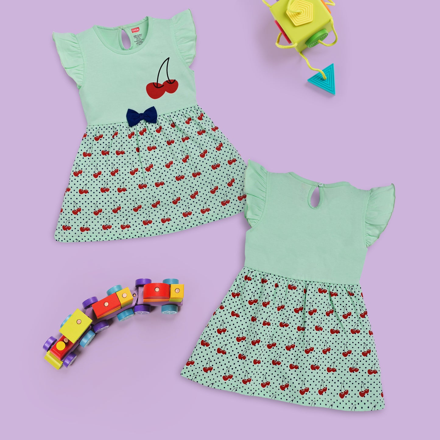 Baby Girls Pack Of 3 Half Sleeve Frock 100% Cotton