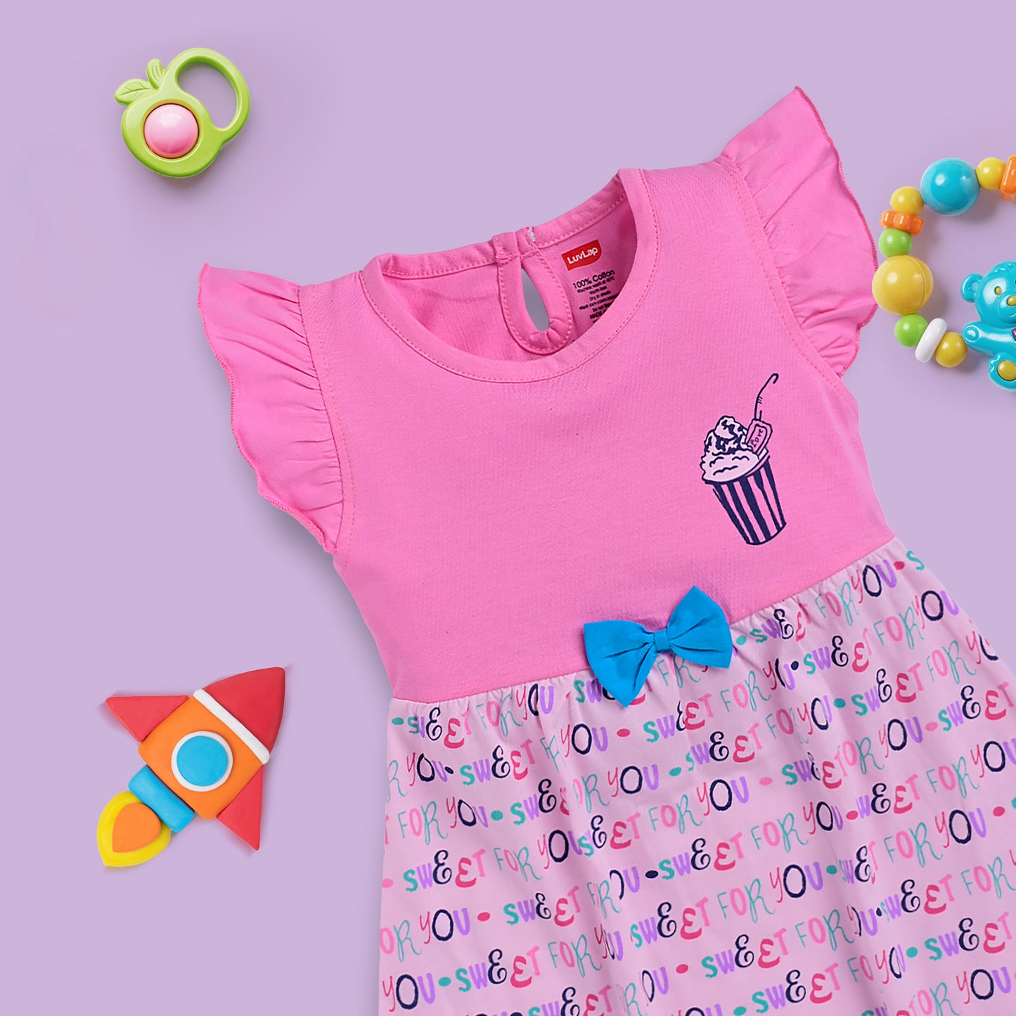 Baby Girls Pack Of 3 Half Sleeve Frock 100% Cotton