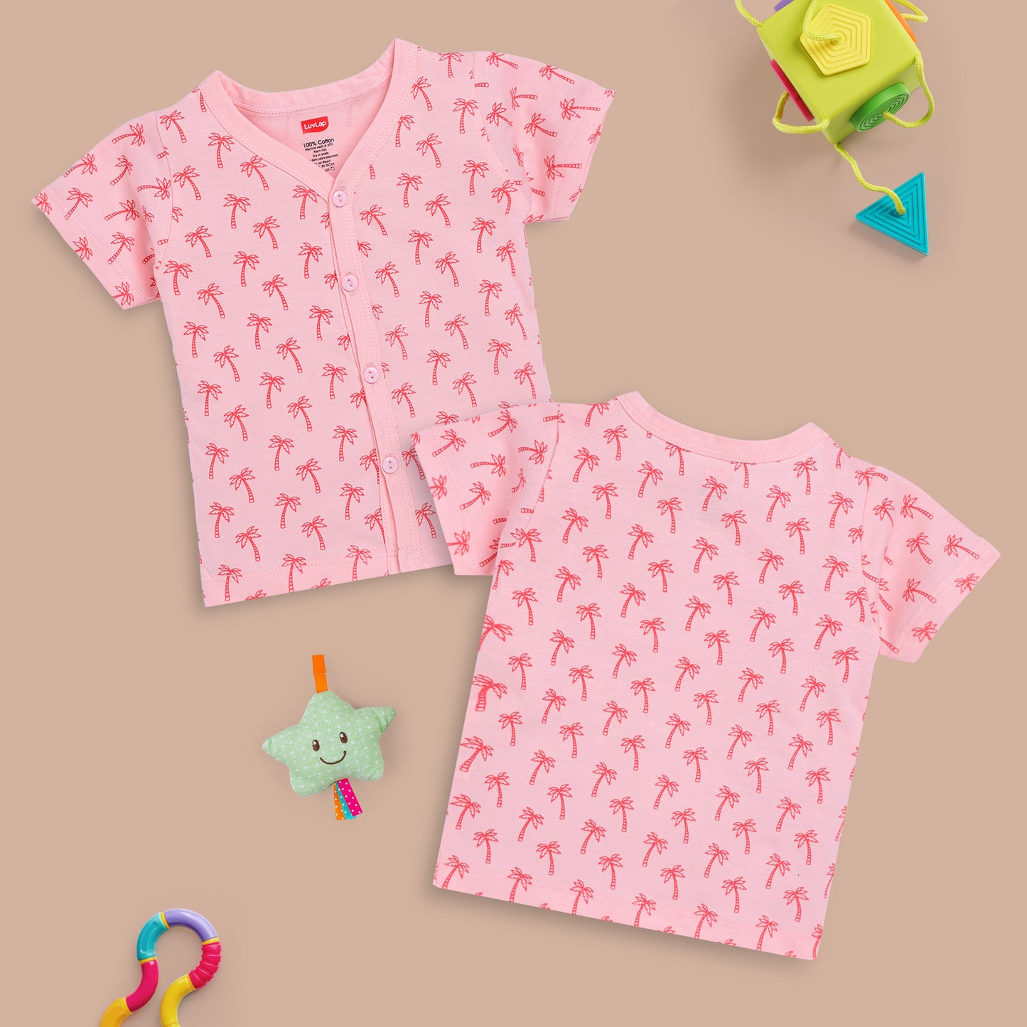 Baby Boys & Baby Girls Pack Of 4 Half Sleeve Jhabla, 100% Cotton