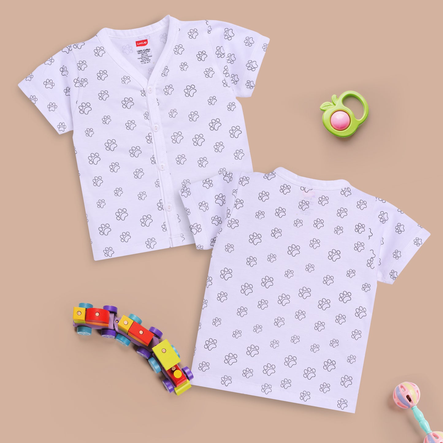 Baby Boys & Baby Girls Pack Of 4 Half Sleeve Jhabla, 100% Cotton
