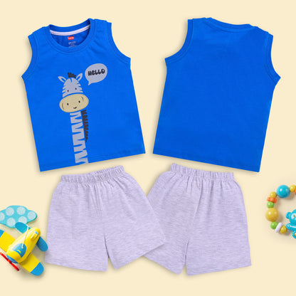Baby Boys Pack Of 3 Sleeveless Tank Top & Shorts Set 100% Cotton, M (3 to 6 Months)