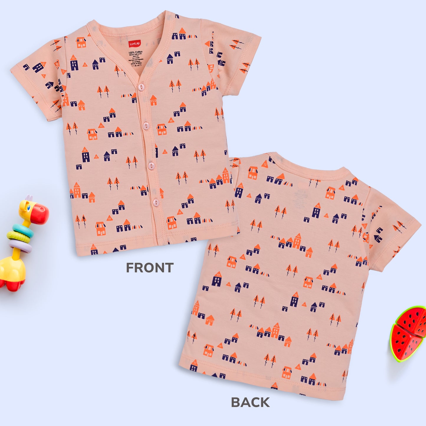 Baby Boys & Baby Girls Pack Of 4 Half Sleeve Jhabla, 100% Cotton