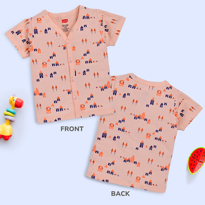 Baby Boys & Baby Girls Pack Of 4 Half Sleeve Jhabla, 100% Cotton