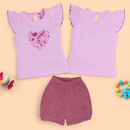 Baby Girls Pack Of 3 Half Sleeve Top & Shorts Set 100% Cotton
