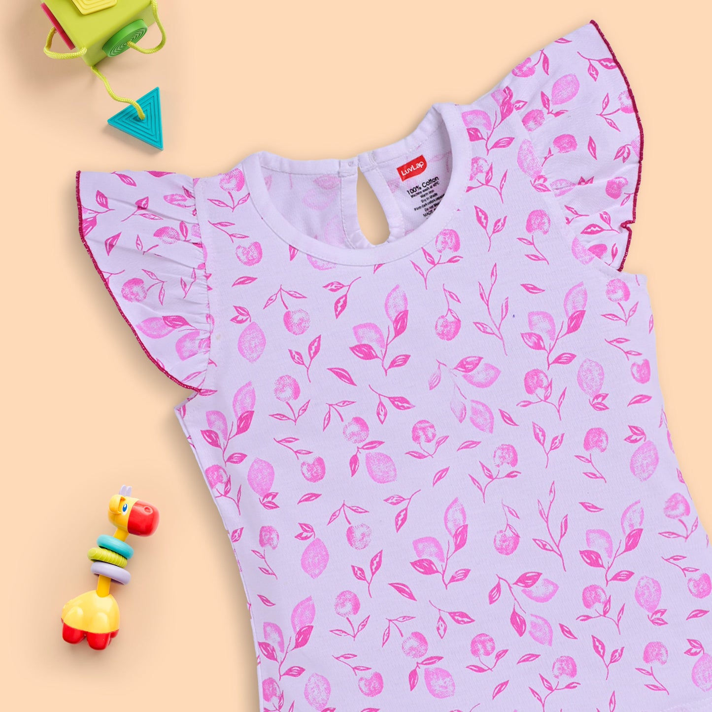 Baby Girls Pack Of 3 Half Sleeve Top & Shorts Set 100% Cotton