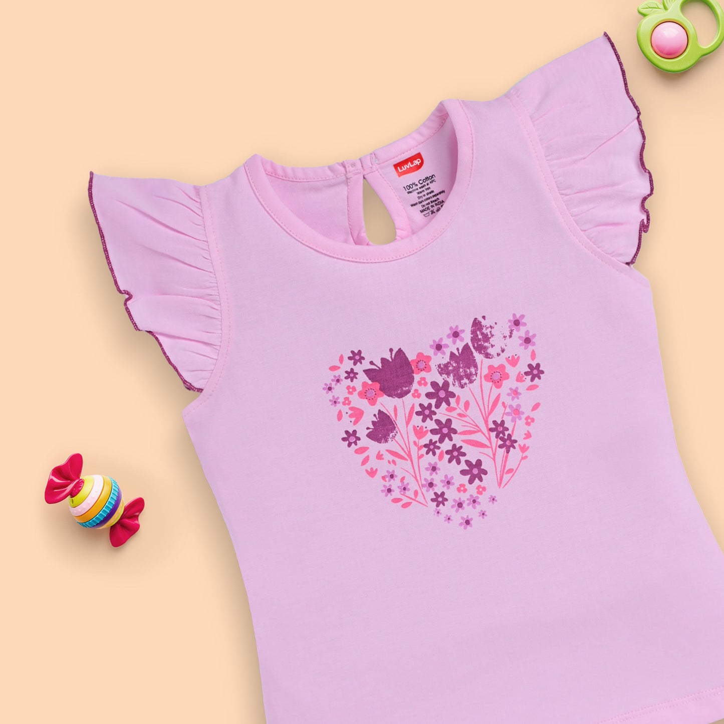 Baby Girls Pack Of 3 Half Sleeve Top & Shorts Set 100% Cotton