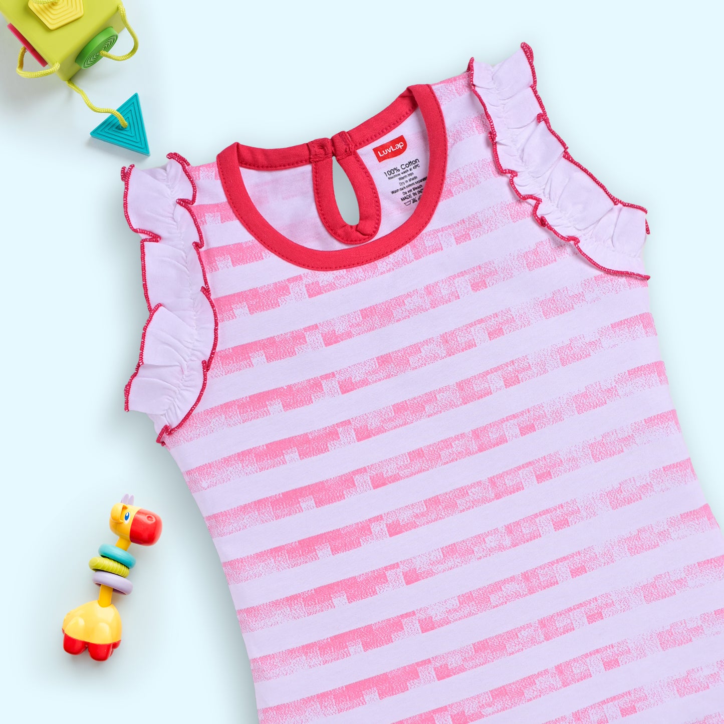 Baby Girls Pack Of 3 Half Sleeve Top & Shorts Set 100% Cotton