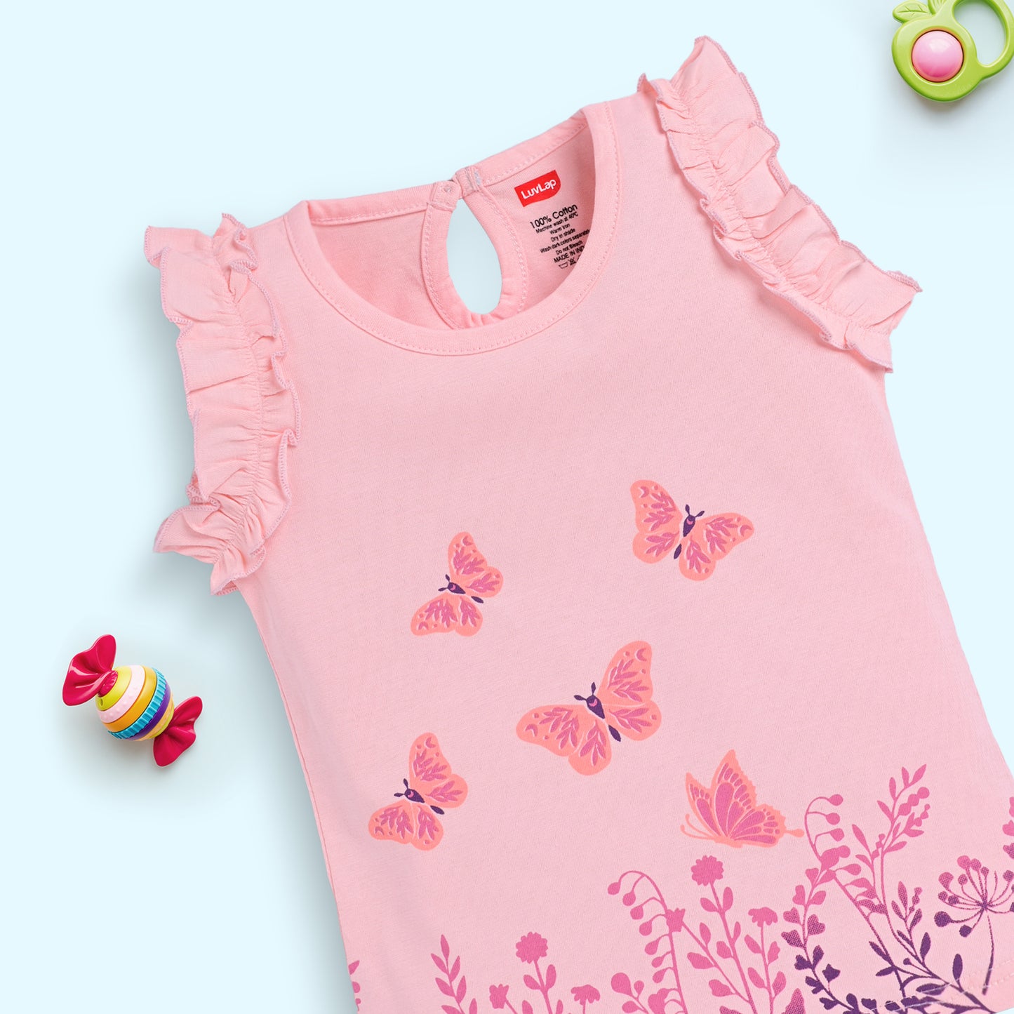 Baby Girls Pack Of 3 Half Sleeve Top & Shorts Set 100% Cotton